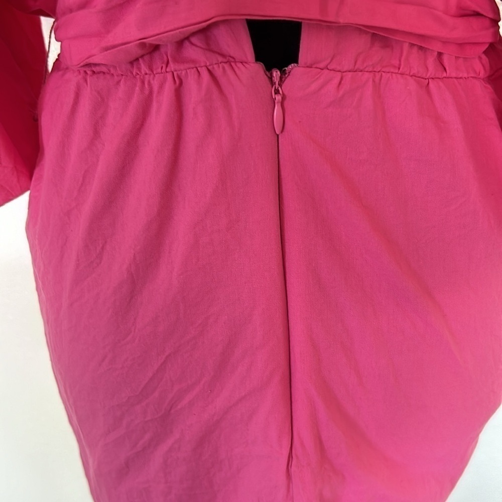 Pink Puff Sleeve with Tie Belt Mini Dress Size Large - Picture 11 of 14